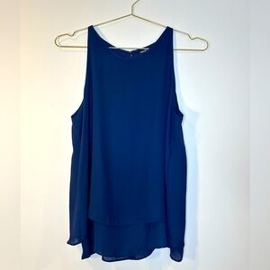 EUC Alice Collection Navy Blue Layered Sleeveless Blouse Top Sz M Back Zipper
